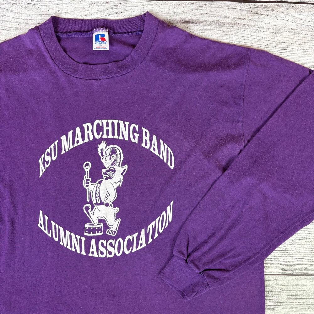 Vintage 1990s Kansas State Willie The Wildcat Marching Band Long Sleeve Shirt